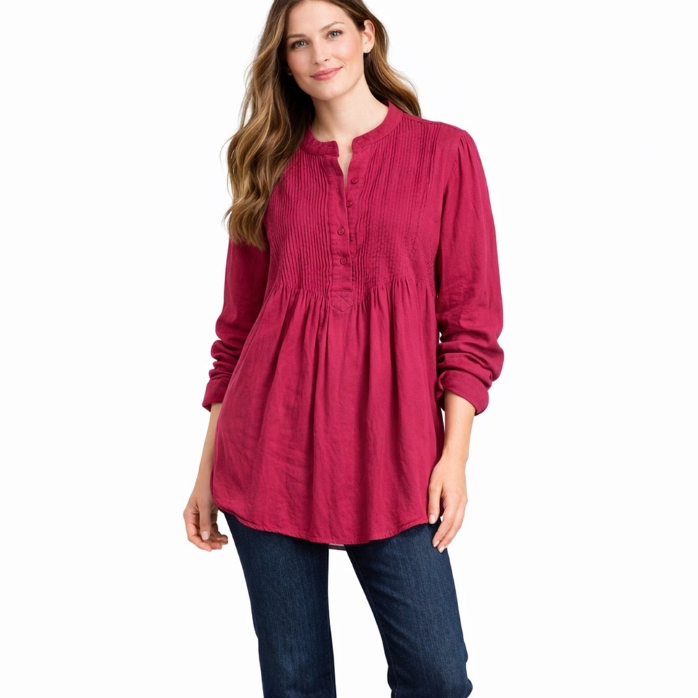 ♨️Sundance Mystic Falls Pintuck Long Sleeve Blouse Tunic Small 💛